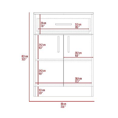 Oxford Pantry Cabinet, One Drawer, One Double Door Cabinet With Two Shelves