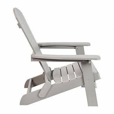 Merrick Lane Set Of Two Riviera Folding Adirondack Patio Chairs With Matching Outdoor Side Table