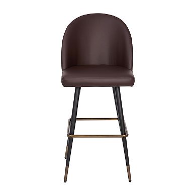 Merrick Lane Teague Set of 2 Modern Armless Barstools with Contoured Backs, Steel Frames, and Integrated Footrests