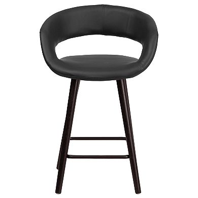 Merrick Lane Plath 24 Inch Cappuccino Ultramodern Bar Counter Stool With Upholstered Seat