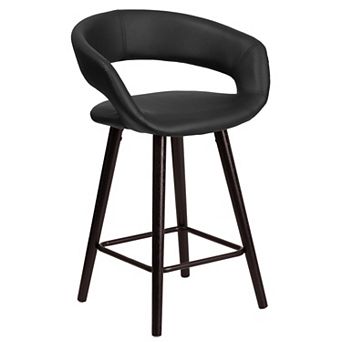 Merrick Lane Plath 24 Inch Cappuccino Ultramodern Bar Counter Stool With Upholstered Seat