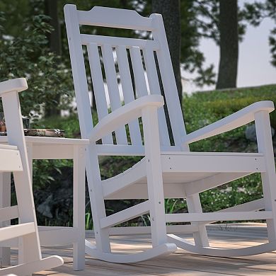 Merrick Lane Hillford Poly Resin Indoor/Outdoor Rocking Chair with Side Table