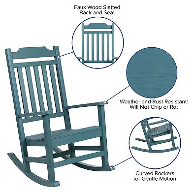 Merrick Lane Hillford Poly Resin Indoor/Outdoor Rocking Chair with Side Table