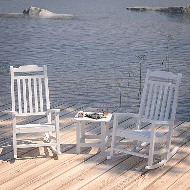 Merrick Lane Hillford Poly Resin Indoor/Outdoor Rocking Chair with Side Table