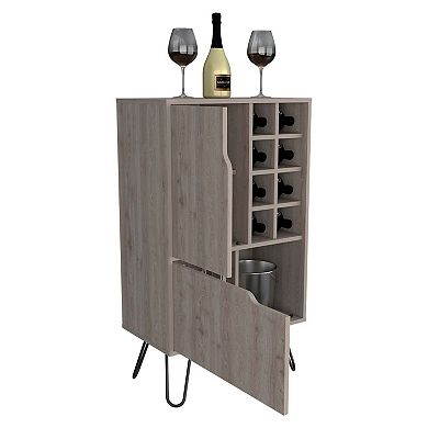 Sheffield L Bar C, Two Cabinet, Hairpin Legs, Eight Cubbies For liquor