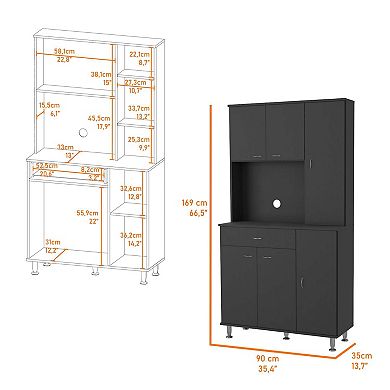 Venice 90 Pantry Cabinet, Multiple Cabinets, One Drawer, Two Open Shelves