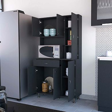 Venice 90 Pantry Cabinet, Multiple Cabinets, One Drawer, Two Open Shelves