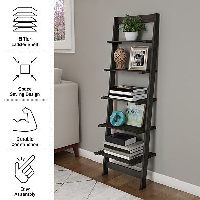 Lavish Home 5-Tier Skinny Ladder Bookshelf