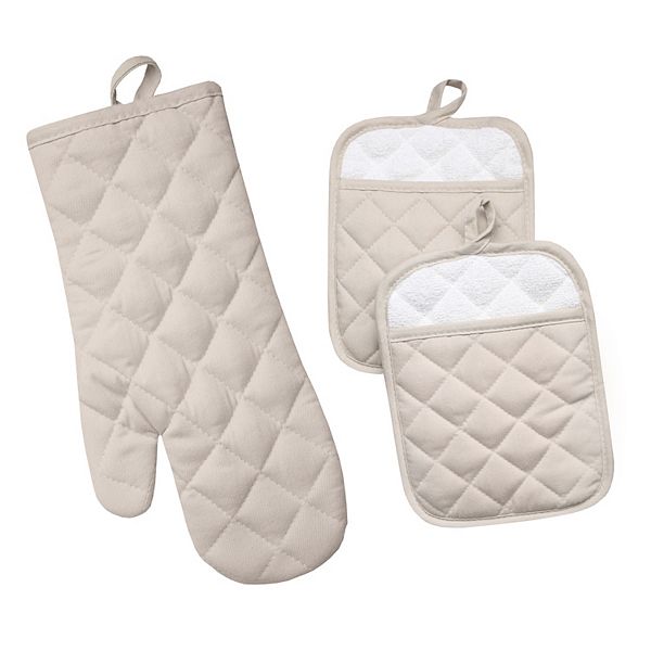 The Big One® 3-Piece Oven Mitt & Pot Holder Set - Beige