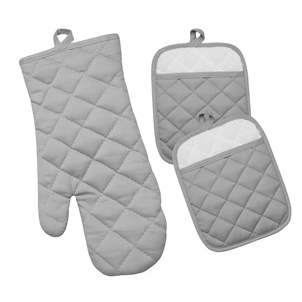 The Big One® 3-Piece Oven Mitt & Pot Holder Set - Neutral Gray
