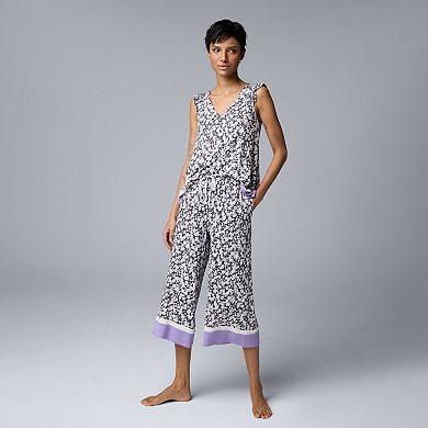 Women's Simply Vera Vera Wang Pajama Tank And Pajama Culotte Pants Sleep Set