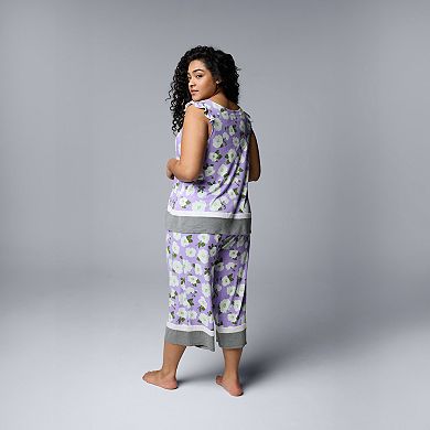 Plus Size Simply Vera Vera Wang Pajama Tank And Pajama Culotte Pants Sleep Set