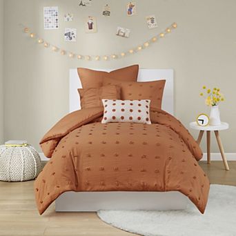 Urban Habitat Maize Cotton Jacquard Comforter Set with Euro Shams and Throw Pillows