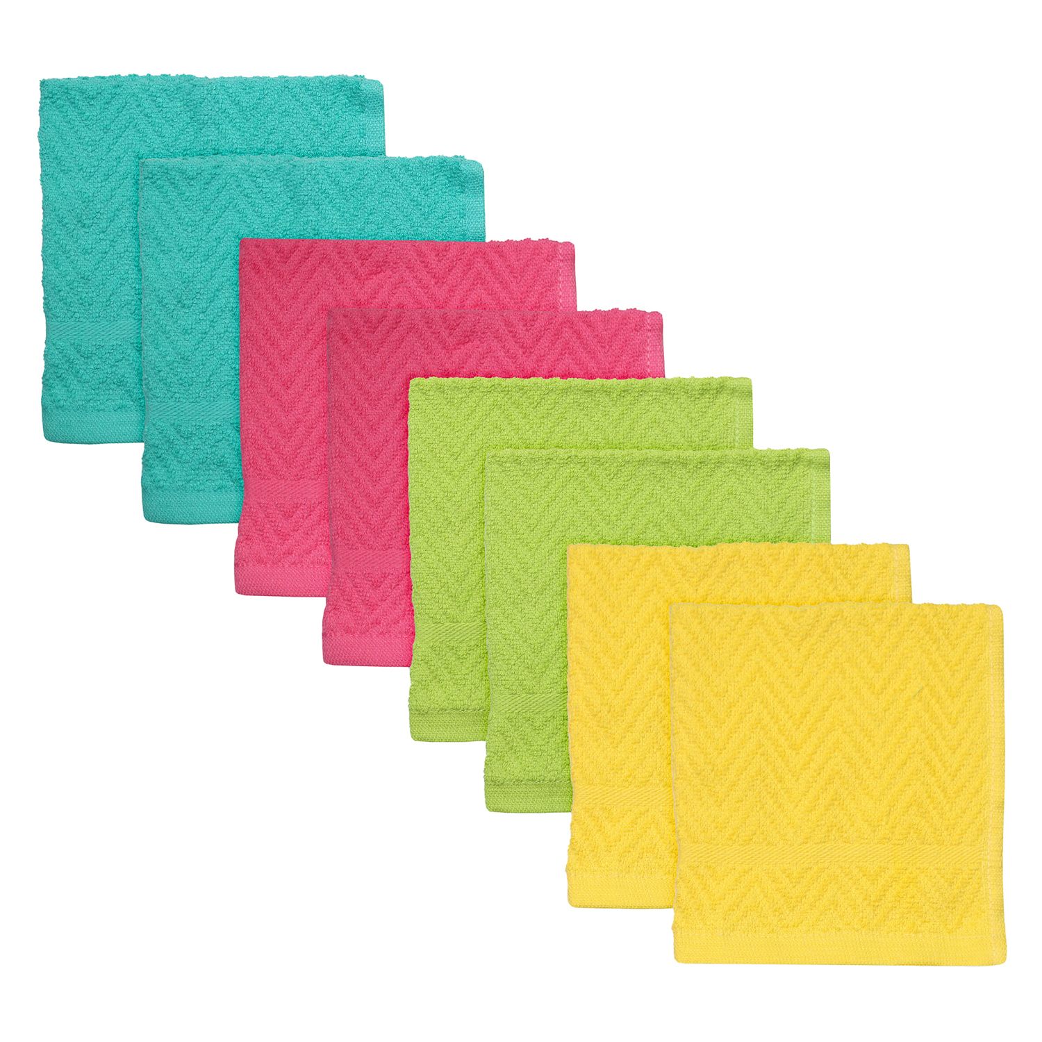 Colorful washcloths and kitchen towels add unique appeal to any Kitschen.