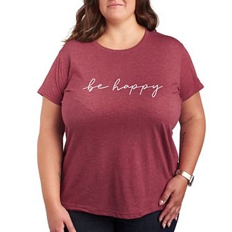Plus Be Happy Script Graphic Tee