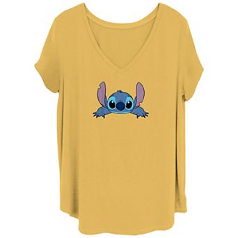 Disney's Lilo & Stitch Juniors' Lay Down Stitch V Neck Tee