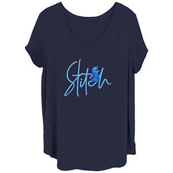 Disney's Lilo & Stitch Juniors' Handwriting Name V Neck Tee