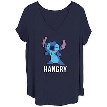Disney's Lilo & Stitch Juniors' Plus Size Hangry V Neck Tee