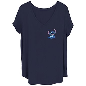 Disney's Lilo & Stitch Juniors' Plus Size Silly Pose Stitch V Neck Tee