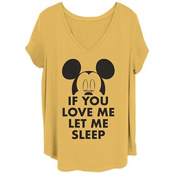 Disney's Mickey Mouse Juniors' Plus Size If You Love Me Let Me Sleep V Neck Tee