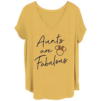 Disney's Minnie Mouse Juniors' Plus Size Aunts Are Fabulous V Neck Tee