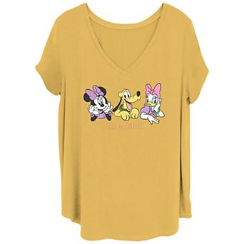 Disney's Minnie Mouse Juniors' Plus Size Daisy & Pluto Full Of Smiles V Neck Tee