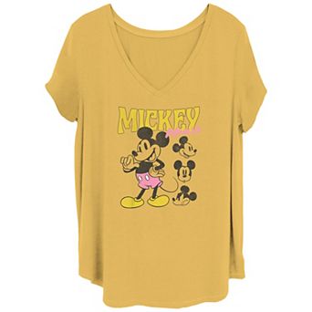 Disney's Mickey Mouse Juniors' Plus Size Classic Expressions V Neck Tee