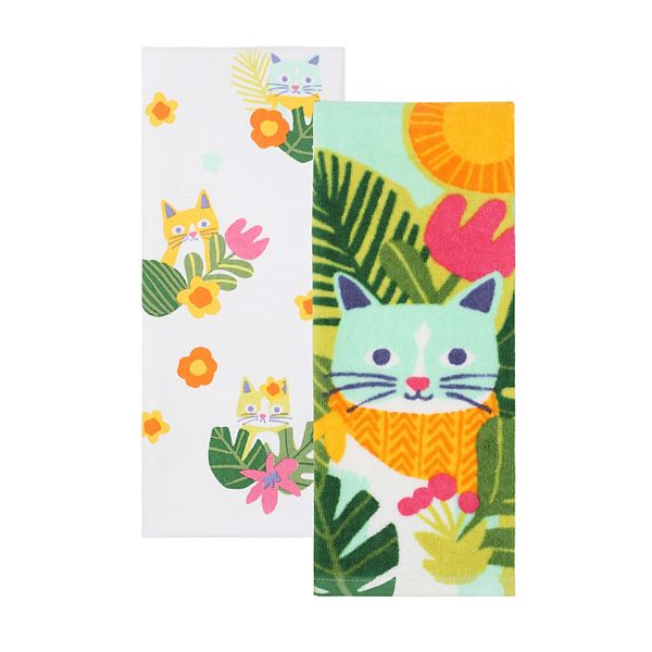 Celebrate Together™ Summer Cat 2-Pack Terry Kitchen Towels