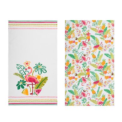 Celebrate Together Summer Flamingo 2-Pack Terry Kitchen Towels