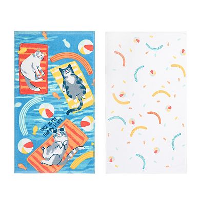 Celebrate Together™ Summer Cat 2-Pack Terry Kitchen Towels