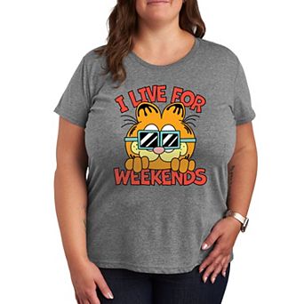 Plus Garfield I Live For Weekends Graphic Tee