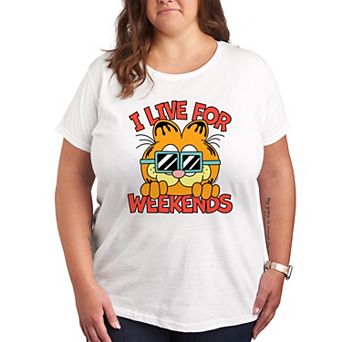 Plus Garfield I Live For Weekends Graphic Tee