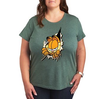 Plus Garfield Peeking Out Graphic Tee