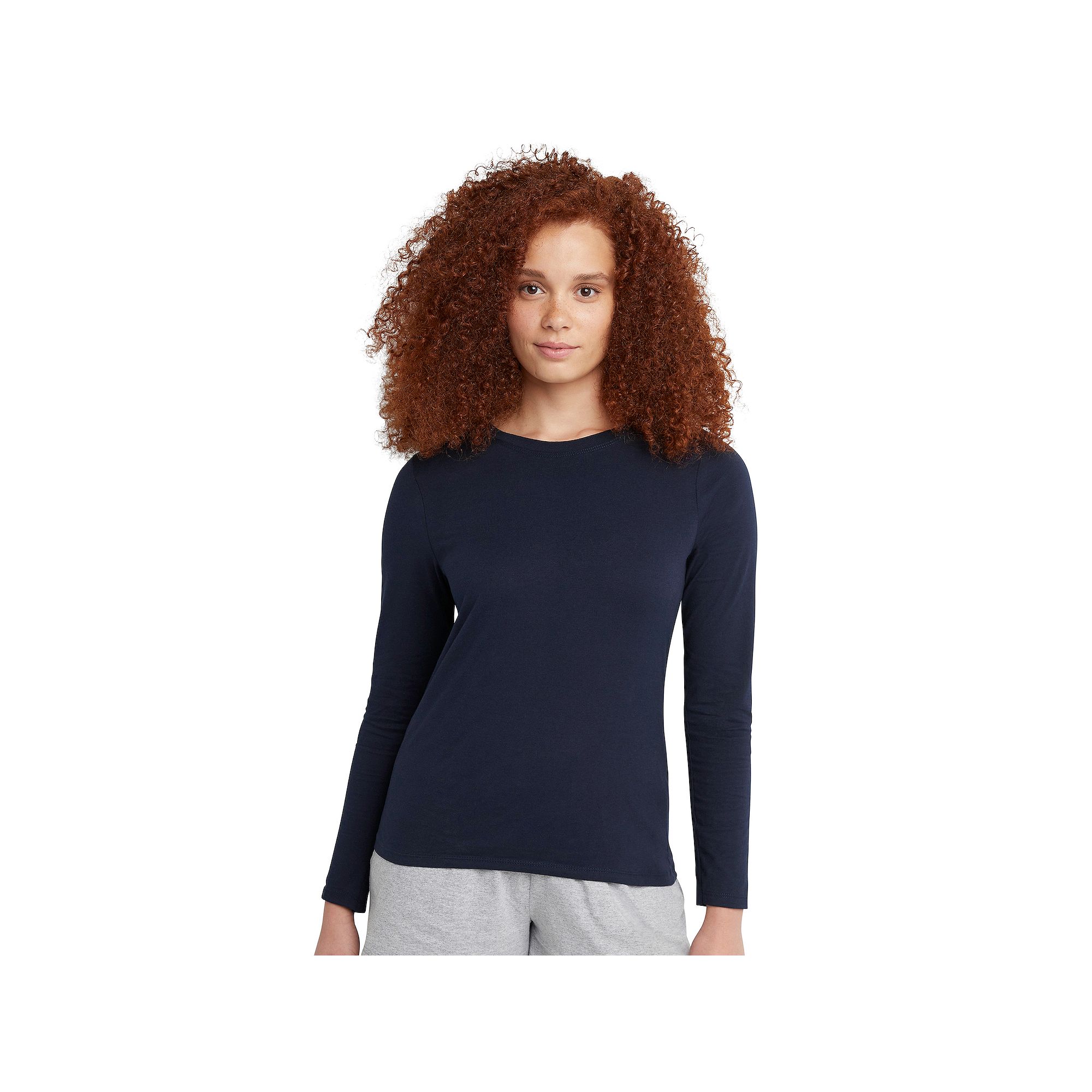 Womens Hanes® Originals Long Sleeve Crewneck Tee, Size: XS, Blue
