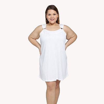 knee length dresses for ladies Leset Yoko Mini Tank Dress in White in Cotton main image 1