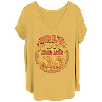 Juniors' Plus Size Summer Of Love Tour 1970 Poster V Neck Tee