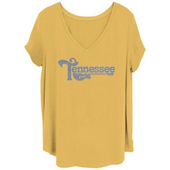 Juniors' Plus Size Tennessee Guitar Poster V Neck Tee
