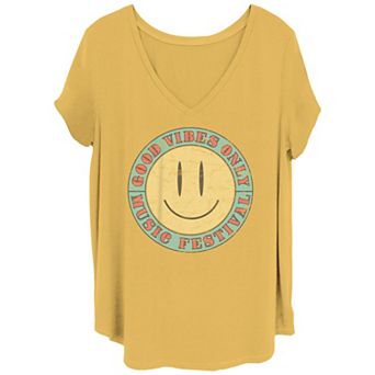 Juniors' Plus Size Good Vibes Only Music Festival V Neck Tee