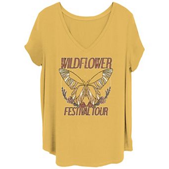 Juniors' Plus Size Wildflower Festival Tour Poster V Neck Tee