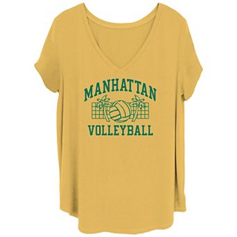 Juniors' Plus Size Manhattan Volleyball Club V Neck Tee