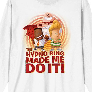 Men's Captain Underpants "Hypno Ring Made Me Do It" Long Sleeve Graphic Tee