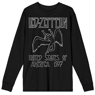 Men's Led Zeppelin Drawn Falling Icarus 1977 Tour Long Sleeve Graphic Tee