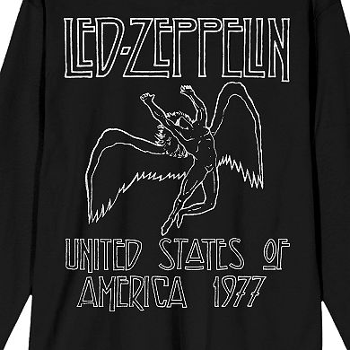 Men's Led Zeppelin Drawn Falling Icarus 1977 Tour Long Sleeve Graphic Tee