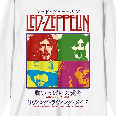 Men's Led Zeppelin Portraits With Kanji Long Sleeve Graphic Tee
