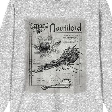 Men's Dungeons & Dragons Baldur's Gate Nautiloid Anatomy Long Sleeve Graphic Tee