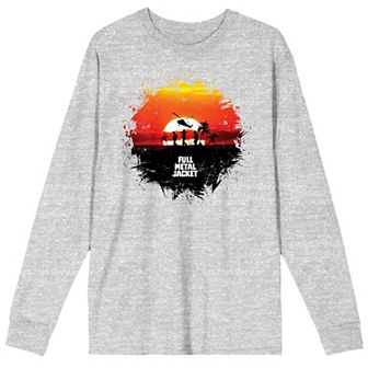 Men's Full Metal Jacket Sunset Soldier Outline Long Sleeve Graphic Tee