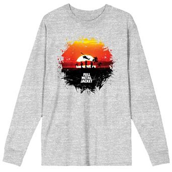 Men's Full Metal Jacket Sunset Soldier Outline Long Sleeve Graphic Tee