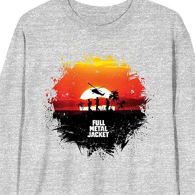 Men's Full Metal Jacket Sunset Soldier Outline Long Sleeve Graphic Tee