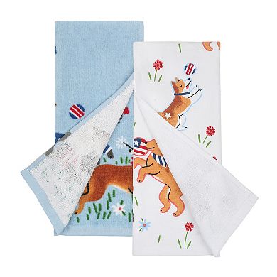 Americana Dog 2-Pack Terry Cloth Kitchen Towel Set