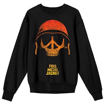 Men's Full Metal Jacket Ombre Skull With Helmet Long Sleeve Graphic Tee